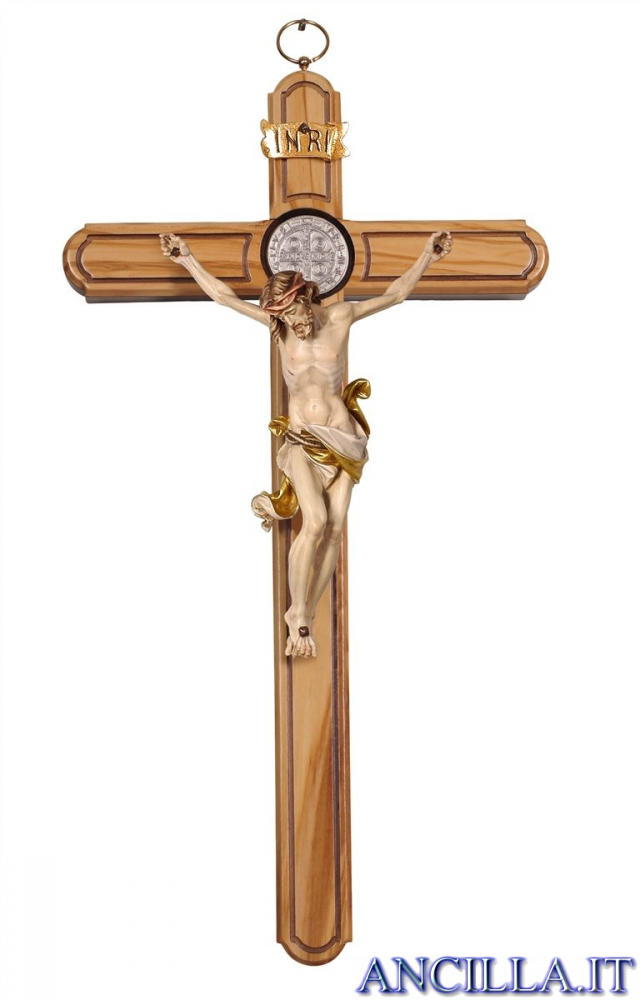 Collana Croce san Benedetto legno naturale